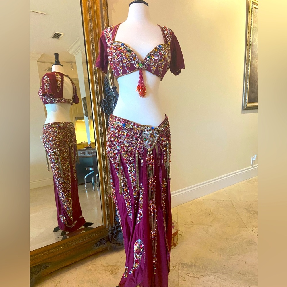 Authentic Egyptian Hand-Beaded Belly Dance Costume! Bollywood Choli Diwali